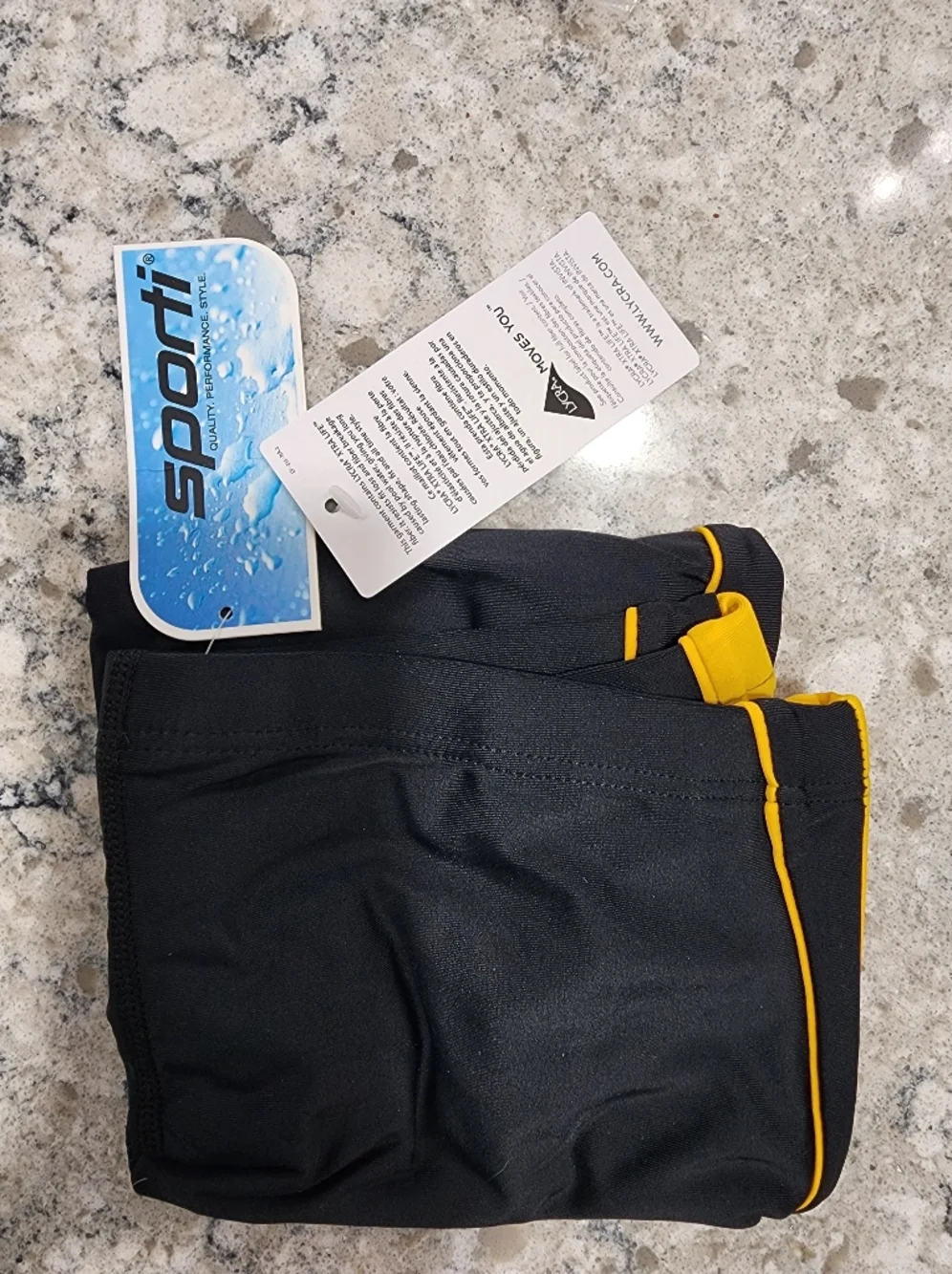 Sporti Men's Black & Yellow Swim Team Shorts Swimsuit Jammers